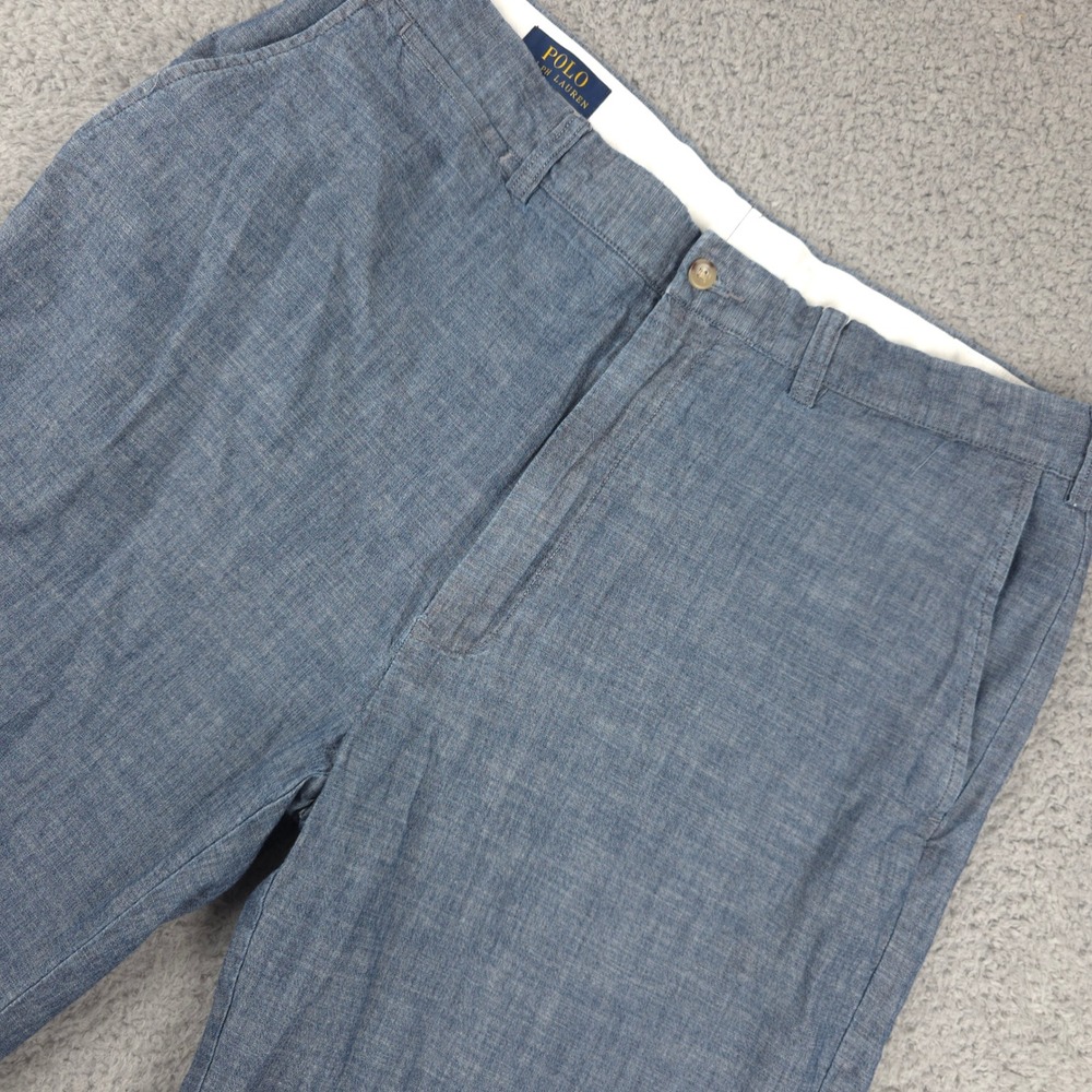 Polo Ralph Lauren Mens Blue Chambray Shorts Size 36 Tall Long‎ Casual